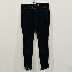 FRAME Women's Le High Black Jeans Frayed Hem - Classic Black Chic Size 28